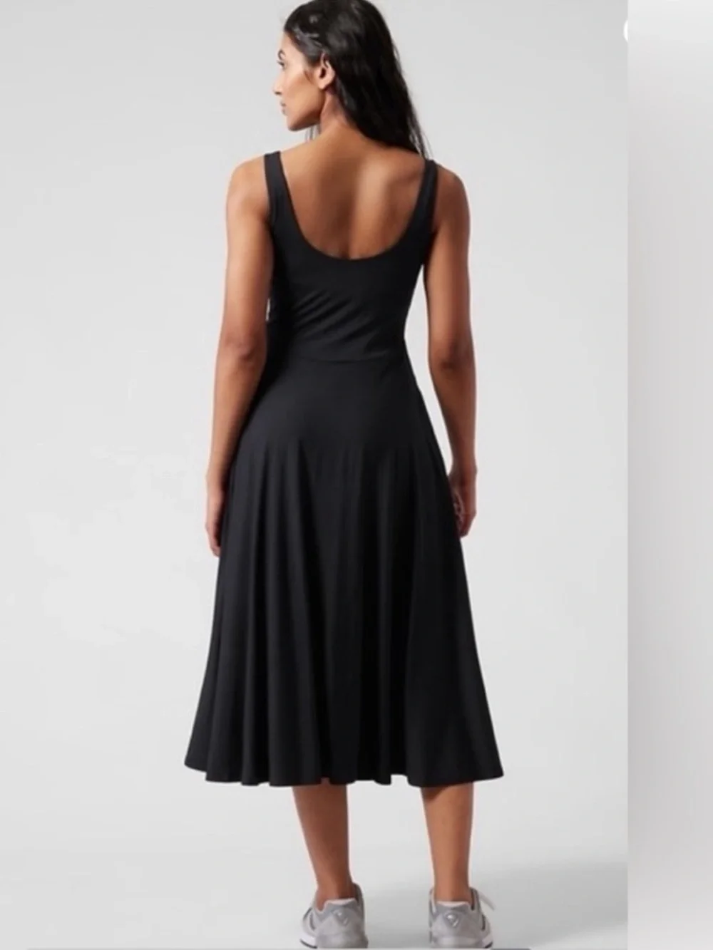 Athleta Black Santorini Midi Tank Dress. Super flattering and stretchy! Pockets - Picture 6 of 8